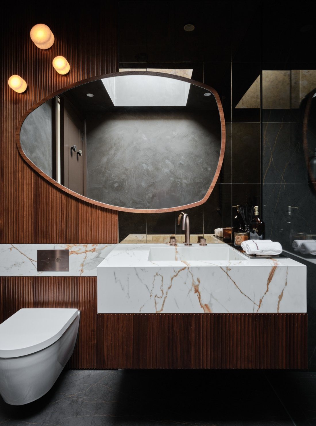 Bell Lowry - Elegant Dark Powder Room Design